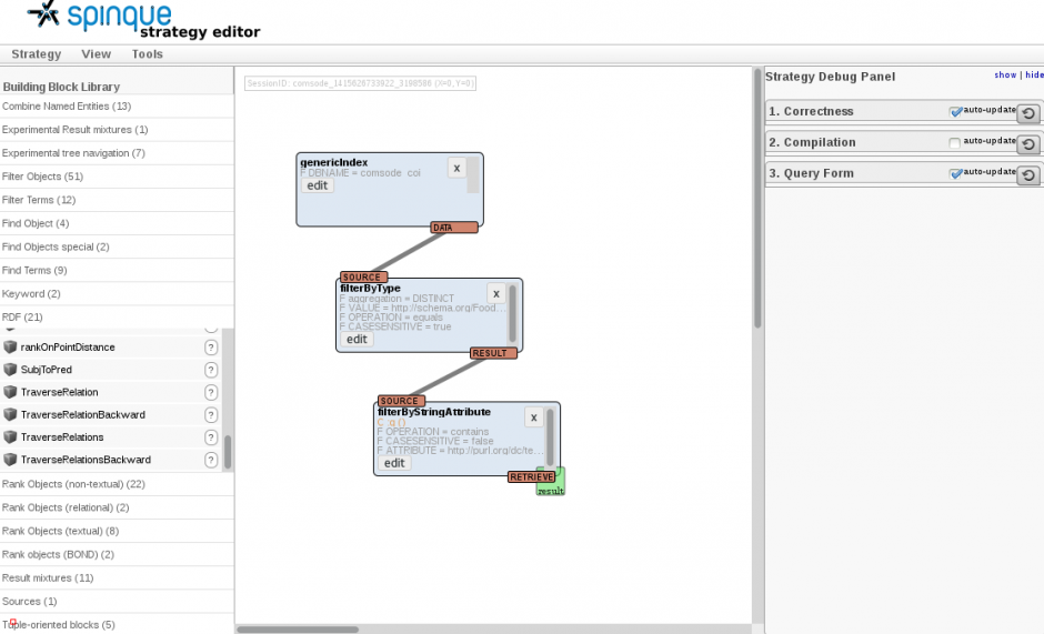 Screenshot of the Spinque strategy editor
